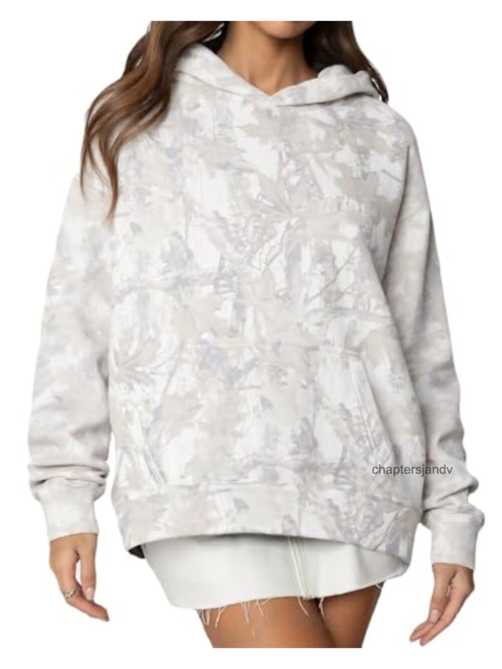 Oversized Camo Hoodie Polyester Cotton Fleece Lined Womens Sweatshirt